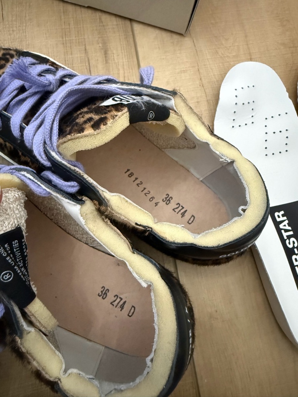 NIB Golden Goose Leopard Print Superstar Sneakers with Lilac
Laces Sz EU 36 US 6 - Picture 5 of 11